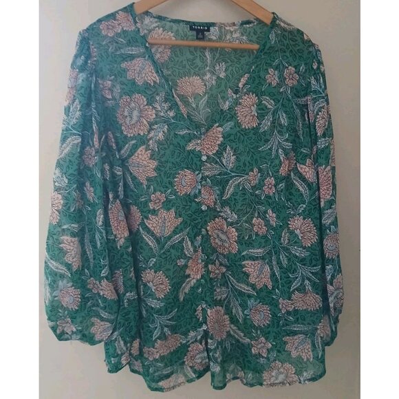 torrid Tops - Torrid Chiffon Lurex Button Up Blouse